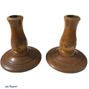 Set Of 2 Woodcroftery Heirloom Cherry Candlesticks